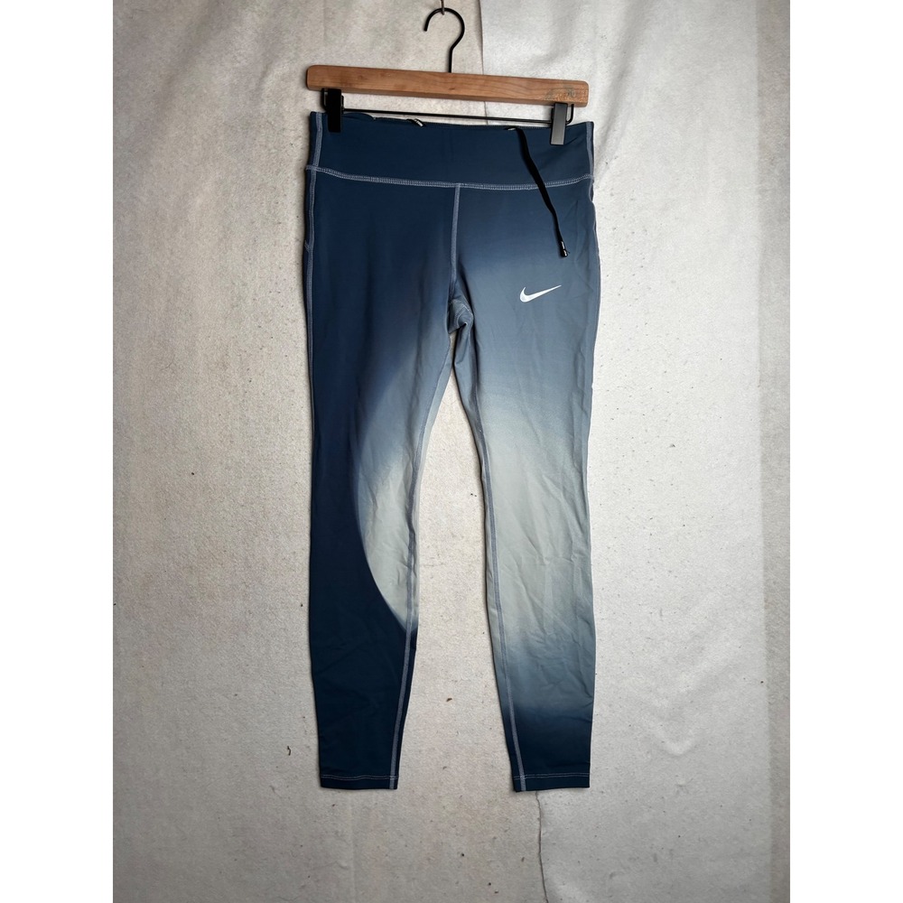 Nike Running Dri-FIT Blue Ombre Gradient Leggings Tights Womens Medium 2368